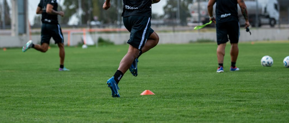 Athlete reacting to a visual stimulus pod during a cognitive reaction time test