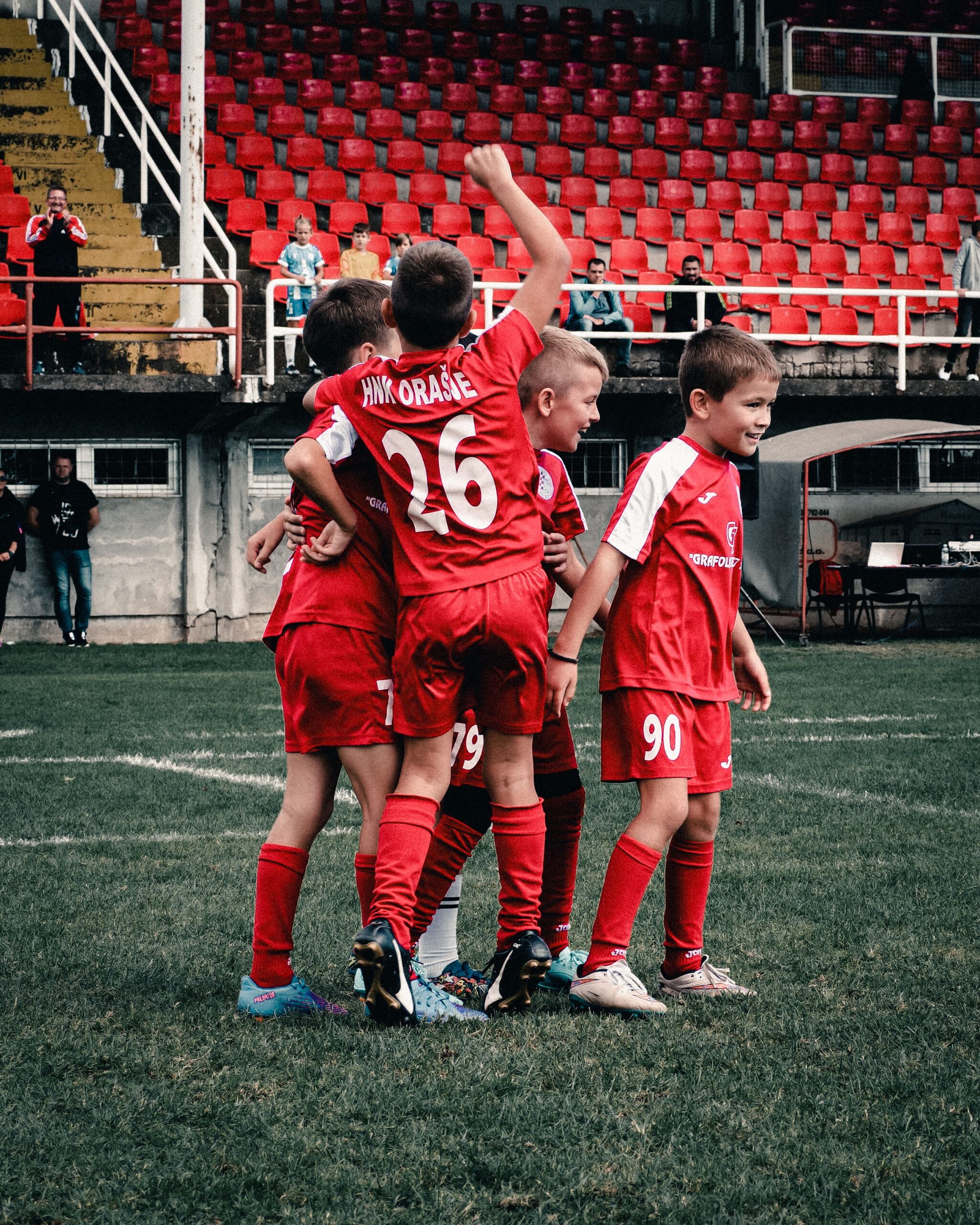 Pro football academy squad running training test trials